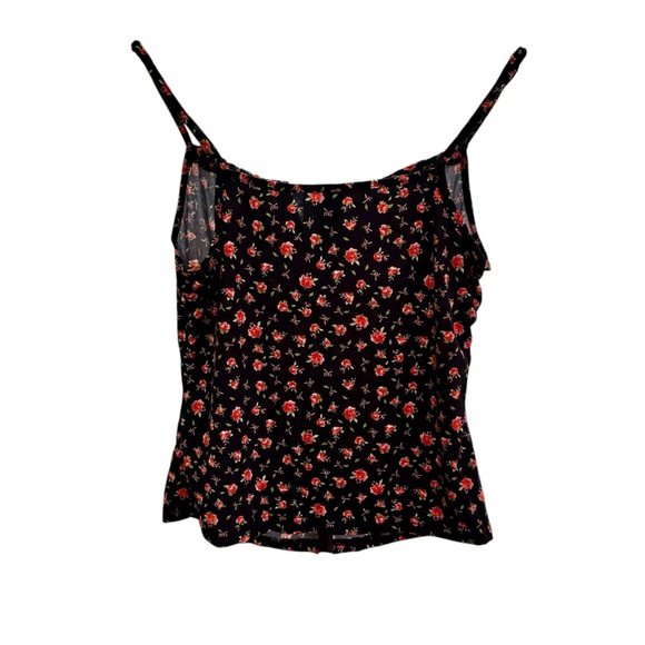 RoseSeek Floral Black Camisole Top Women’s Large w/ Adjustable Straps NWT - Picture 2 of 6